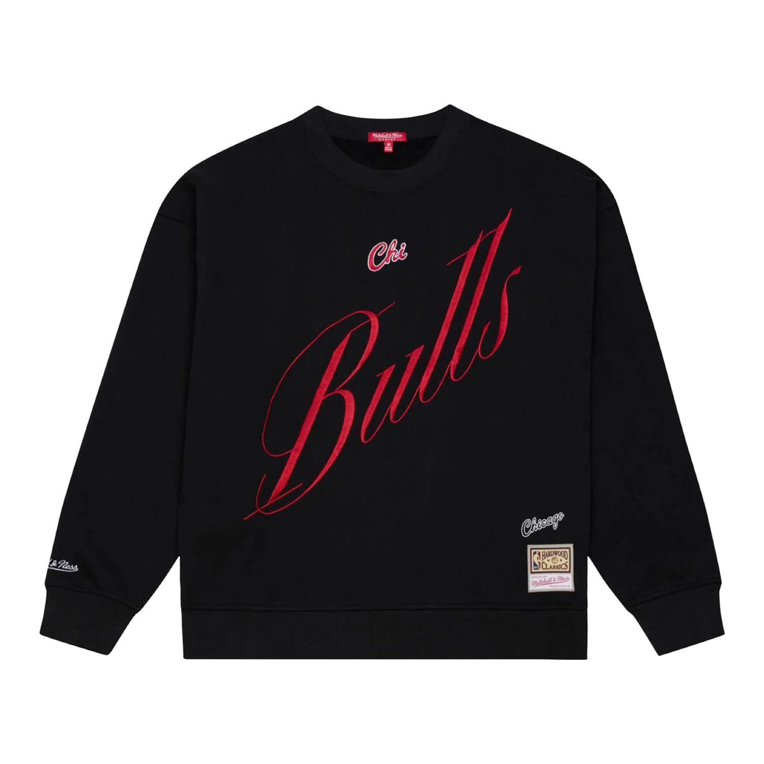 Ladies Chicago Bulls Mitchell & Ness Script Lightweight Crewneck