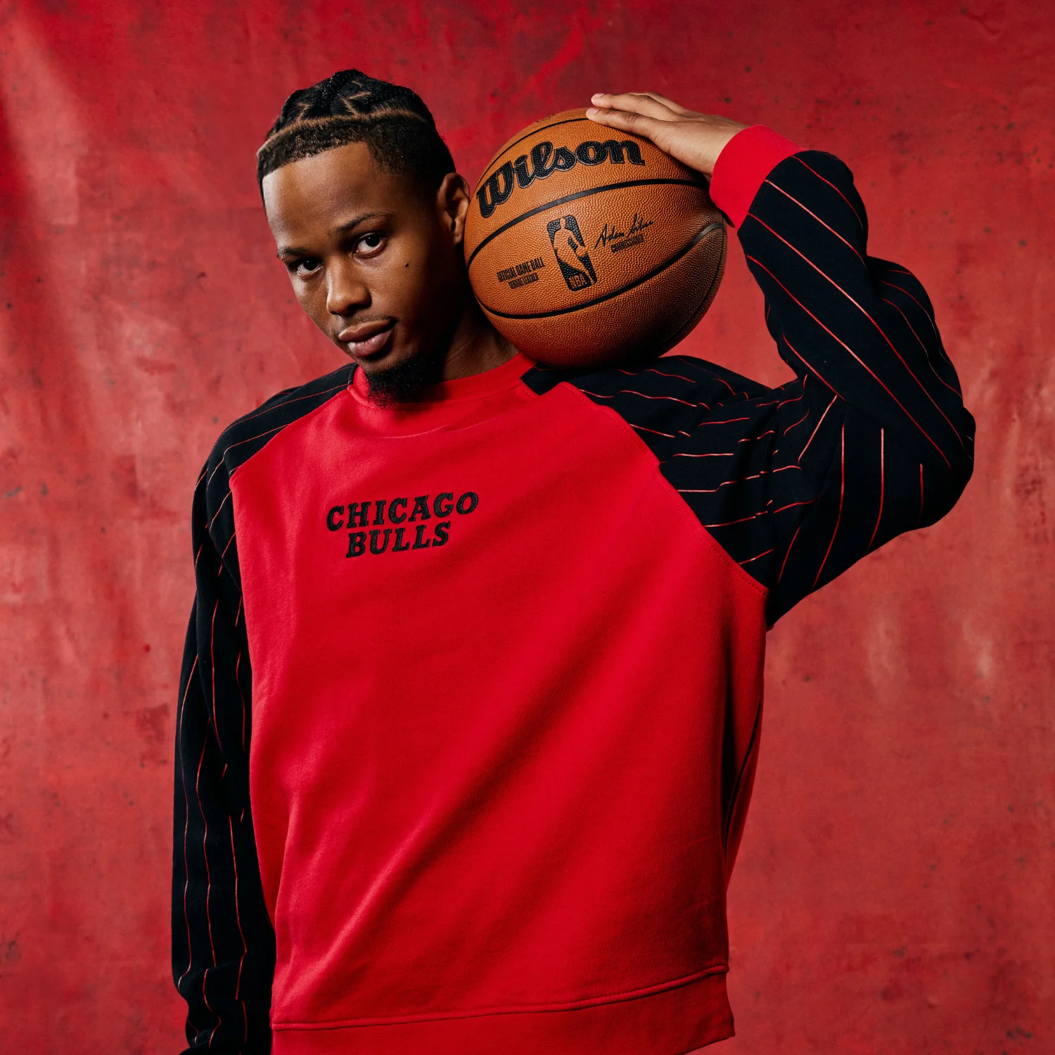 Chicago Bulls 1966 Statement Pinstripe Crewneck Sweatshirt - Image 3